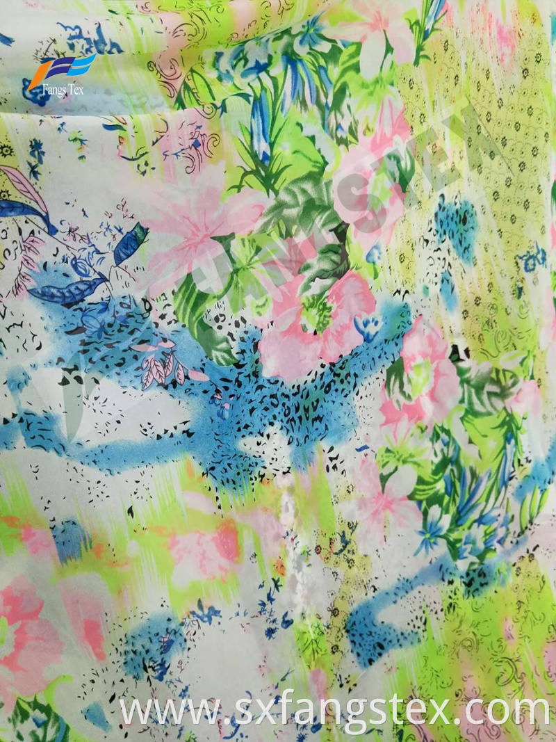 Polyester Digital Printed Girls' Stock Pearl Chiffon Fabric